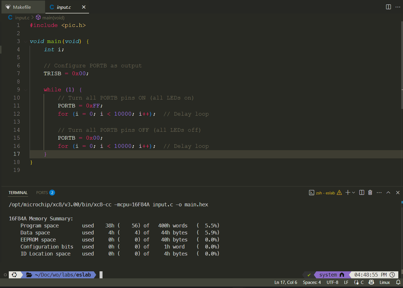 Microchip XC8 Compiler Installation via Terminal